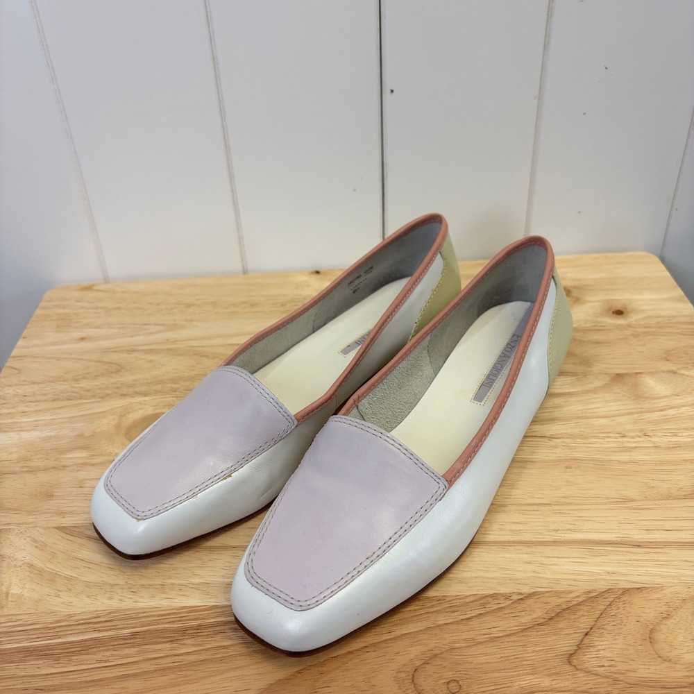 Enzo Angiolini Liberty Quiet Luxury Leather Loafer Women Size 9.5M Pastel Preppy